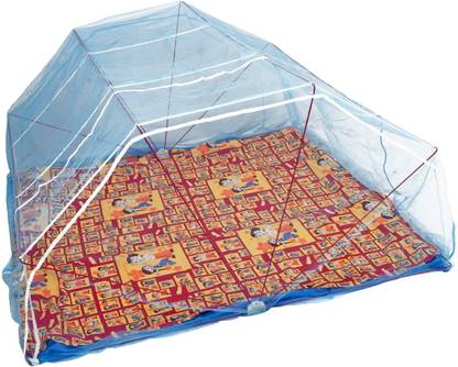 Elegant Mosquito Net HDPE - High Density Poly Ethylene Adults Washable Double Size Bed Foldable Polynet Mosquito Net (5×6 ft, Blue) Mosquito Net