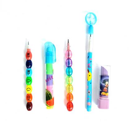 ShopTalk Set of 5 Stack Pencil And Erraser Multicolour combo Pencil