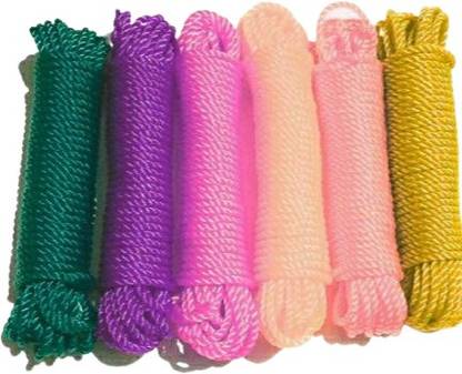 LOYAL INDIA CORPORATION Nylon Clothing Line String, Rope/Rassi for Cloth Drying Multicolor