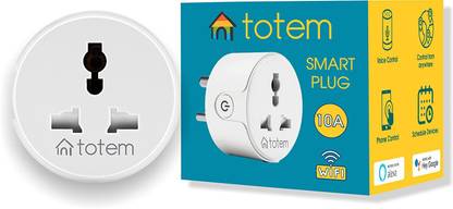 TOTEM 10 Amp Wi-Fi Smart Plug | Automatic Power Cut Off Timer Socket with Programmable Countdown Control Switch- Suitable for Low Power Appliances like Mobile & Laptop chargers, TV, Lamp (Works with Alexa and Google Assistant) – White