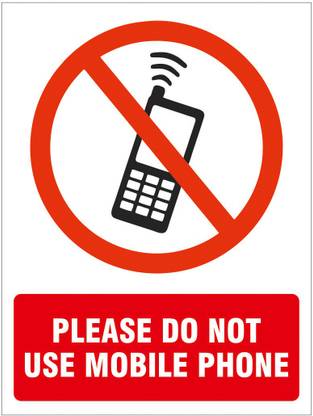 Guru Production 20.32 cm Guru Decor Please Do Not Use Mobil Phone A4 Size Sticker Pack of 4 Pcs Self Adhesive Sticker