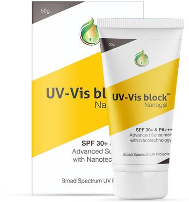 UV VIS Block Sunscreen - SPF 50 PA+++ SPF 30+ and PA+++ | 50gm. | Non-greasy formula with Pleasant and smooth skin feel.