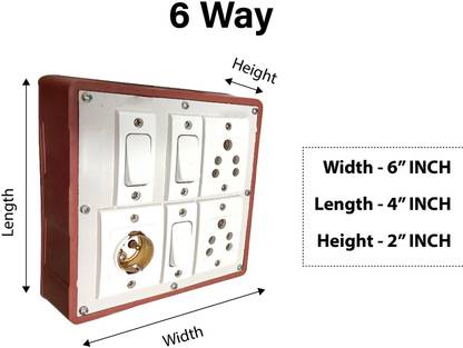 Everun electrical 6 way Extension board switch board copper connection holder 2  Socket Extension Boards