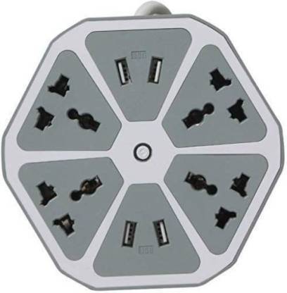 ATARC Multipurpose Hexagon Socket Extension Board with 4 USB Socket 3.1Amp Charging Point Surge Protector GRR3 4 Socket Extension Boards