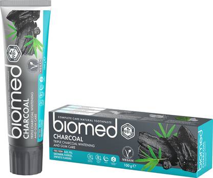 biomed Charcoal, Fluoride-free, Tripple charcoal whitening and Gum care Toothpaste