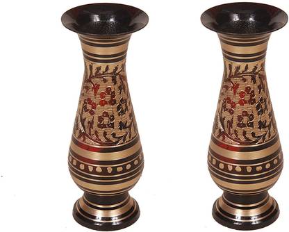 Loopysky Handcrafted Brass Flower Vase (7 x 7 x 18 Black) Brass Vase