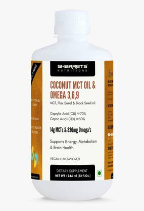 SHARRETS Coconut MCT oil with Omega 3 6 & 9-32 Fl Oz.