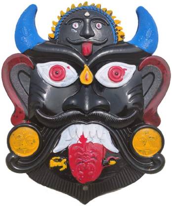 DRAVY HANDICRAFTS Nazar Battu Evil Eye Protector - Mahakal Face Plastic Mask Wall Hanging Nazar Suraksha Kawach Drishti Kavach for House Entrance, Office, Shops, Truck (Size- 12X10 Inches) 31X26 cm