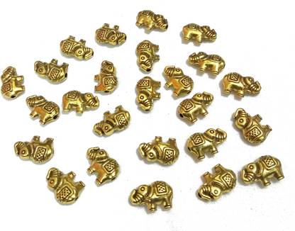DeysCraft Golden Oxidized Elephant Shaped Metal Beads for Jewelry Making and Crafting (Pack of 25 Pieces) Design 8