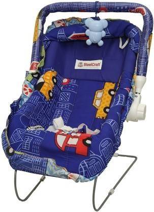 KIDS ZOO Carry Cot Cum Bouncer - 10 in 1 - Feeding Chair, Baby Carrier, Baby Chair, Rocker, Bath TUB, Carrying, Bouncer, & Baby Swing with Mosquito Net Rocker and Bouncer (Blue) Rocker and Bouncer