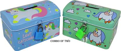 poksi Unicorn hut shape coin bank with lock & key for both Girls/boys Coin Bank Coin Bank