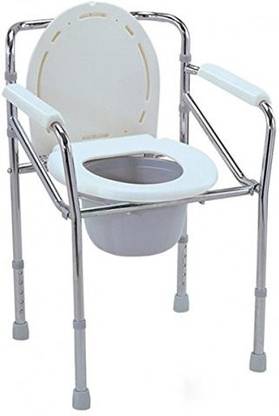 veayva COMMODE CHAIR STEEL HEIGHT ADJUSTABLE FOLDABLE WITH POT 3 YEARS WARRANTY Commode Chair