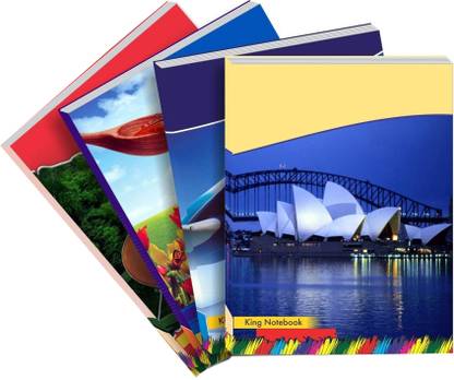 JOY BOX A4 King Size Notebook 280 Pages Single Line Ruled notebooks for Writing | Register Notebook for Students (Pack of 4) A4 Notebook Ruled 280 Pages