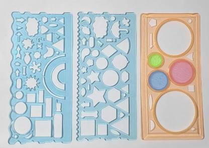 JOEJOE Spirograph Geometric And Multishape Geometrical Ruler Drafting Tools Stationery for Students Drawing Ruler (Set of 3) Drafting Kit
