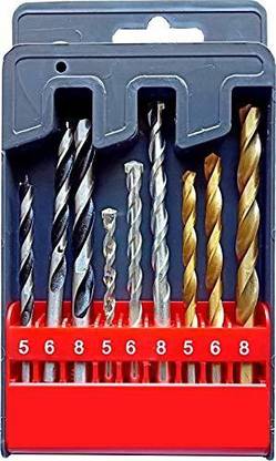 AASONS 9 pc assorted AASONS Drill Bit Set for Metal Wood Masonry 3pc Each 5mm 6mm & 8mm (Assorted Set 9pc)