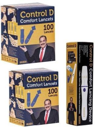 Control D Comfort Lancing Device with Glucometer Blood Sugar Testing 2*100 Lancets Glucometer Lancets