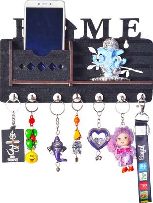 vishambhara creations Unique key holder with Mobile Charging wall mounted stand & key hanger showpiece storage Wood Key Holder