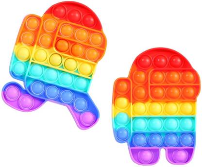Chigy Wooh Among Us Pop It Kids Fun Toys Push Pop Bubble Fidgets Toys Pop Pits Autism Therapy Asmr Toys Brain Exercise Stress Relief Toys Soft Gadget Poppet Squeeze Squishy Silicone Material [ Running Robot + Robot ]