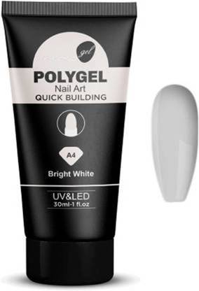 Zinzo Poly Nail Gel Finger Extension Bright White Polygels Quick Building Nail Art Tips Extended UV Builder Gel 30ml New Pack