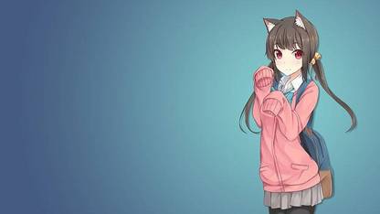 Anime Girls Cat Girl School Uniform Matte Finish Poster Paper Print