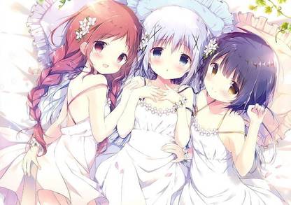 Anime Girls Gochuumon Usagi Desu Ka Matte Finish Poster Paper Print