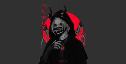 Anime Girls Mask Simple Background Matte Finish Poster Paper Print