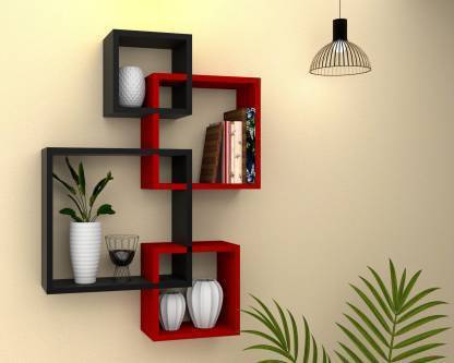 Aaliya mart WOODEN /MDF INTERSETING SET OF 4 WALL SHELF MDF (Medium Density Fiber) Wall Shelf