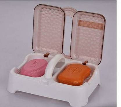 FAAS 1 PS Double Sealed Drain Soap Dish Tray Holder with Handle and Lid Cover Box Case