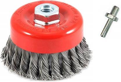 FIXKIT Twisted Wire Wheel Cup Brush for Removing Rust, Paint wire wheel cup brush With Drill Machine Connector Wheel Brush