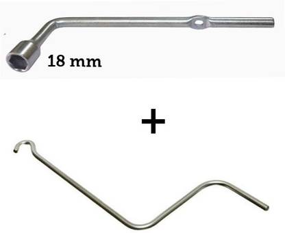 AutoVision Wheel Spanner L Type (W/Hole) Chrome 18 MM & Jack Rod Single Sided L Type Wrench