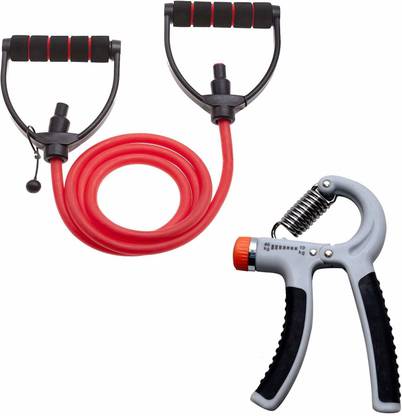 VATSMART Adjustable (10-40KG) Fitness Gripper Hand Grip with Pull Rope Elastic Resistance Bands Gym Combo जिम & फिटनेस किट
