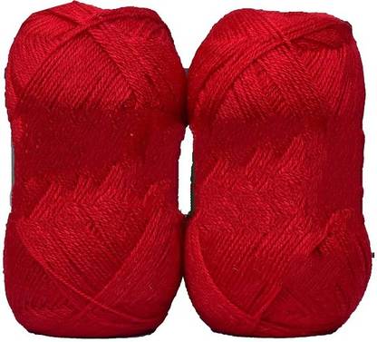 JEFFY Oswal Chirag Red (400 gm) Wool Ball Hand Knitting Wool/Art Craft Soft Fingering Crochet Hook Yarn, Needle Knitting Yarn Thread Shade no-25