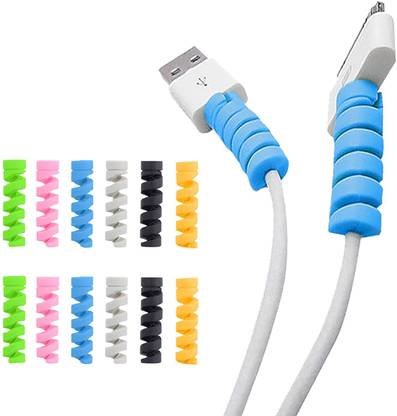 balaji trading company 12Pack Charging Cable Protector Spiral Tube Wire Management Organizer Protective Cord Sleeve Line Saver for iPhone iPod iPad MacBook Tablet Charger Cord,Android Cell Phone,Mouse Cable 6 Colors Cable Protector