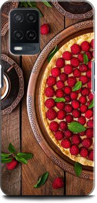 INDICRAFT Back Cover for OPPO A54, CPH2239 STRAWBARRY, FRUIT, SWEET, FOOD, WOODEN, COFFIE