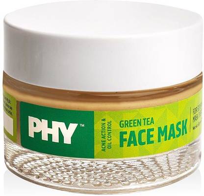 Phy Green Tea Face Mask | Acne Action + Oil Control | Leave-on Clay-Based Face Mask | Skin Detox | Specially for Oily & Acne-Prone Skin