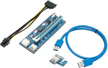 Xsentuals PCI-E Riser for Mining, PCIE 1x to 16x Graphics Card Extension Cable GPU Riser Adapter USB 3.0 6-Pin PCIE to SATA Power Cable for Bitcoin Litecoin Ethereum Mining ETH (60CM) GDDR4 16 GB NVIDIA Chipset 64 bit 120 MHz Graphics Card