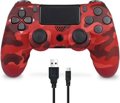 Tech Aura Wireless Controller for PS4,Game Controller for Playstation 4 with Dual Vibration and Charging Cable, Remote Control Gamepad for PS4/Slim/Pro Console (Red Camouflage)  Joystick