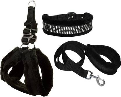 PETENZA Harness & Leash Black Medium(24.5-mm) for New Born,Young,Adult dogs - 37 Dog Harness & Leash