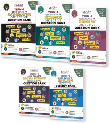 Educart TERM 1 MCQ Question Bank Class 10 Bundle 2022 - Maths, Science, English, SST & Hindi A Books (Based On New MCQs Type Introduced In 2nd Sep 2021 CBSE Sample Paper)