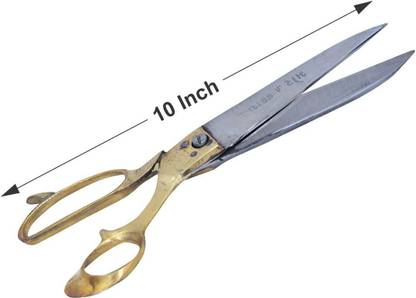 FitFlex STEEL TAILORING SCISSOR WITH BRASS FINISH HANDLE FOR CLOTH CUTTING ( 10 INCHES ) Scissors