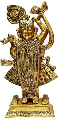 eSplanade Brass Shrinath Srinath Ji Banke Bihari Krishna Murti Idol Statue - 17" inches Decorative Showpiece  -  43.2 cm