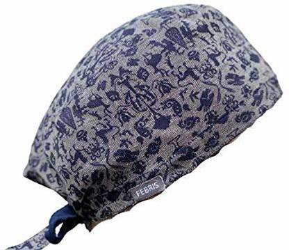 febris Reversible Scrub Cap Grey Printed Surgical Head Cap