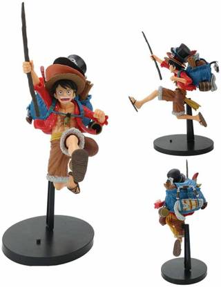 GEEKMONKEY Anime Character Hand-Model 17-20Cm One Piece Running Sabo Ace Backpack Monkey D Luffy Action Figures PVC Collection Model Toys Gifts Decoration, Collectible (Running Sabo - Triple Hat)