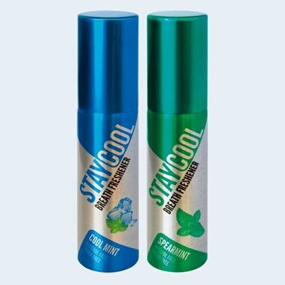 STAY COOL (1 Mint ,1 Spicy) Breath Freshener Spray Cool Mint, Spearmint 40 mL Pack of 2 Spray (40 ml) Spray
