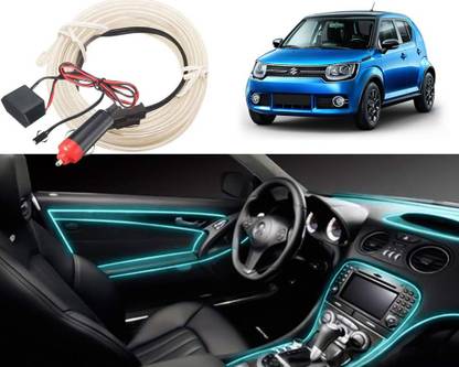FINCOSTA DL:315- 5Mtr Car Light Ice Blue EL Wire Car Interior Ambient Light for Ignis Car Fancy Lights