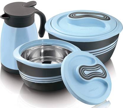 Pinnacle Thermo Palazio 3 piece (2 casserole 1 carafe) Blue Pack of 3 Serve Casserole Set