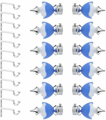 Panthera Blue Rod Rail Bracket, Curtain Knobs Metal