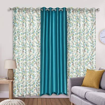 Jaguar Home Decor 153 cm (5 ft) Window Polyester Room Darkening Curtain (Pack Of 3)