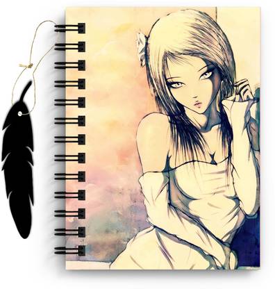 DI-KRAFT Anime Girl Printed Diary with Bookmark for Home and office use (6*8Inch) A5 Diary Unruled 160 Pages