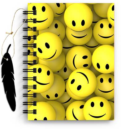DI-KRAFT Smiley Printed Diary with Bookmark for Home and office use (6*8Inch) A5 Diary Unruled 160 Pages